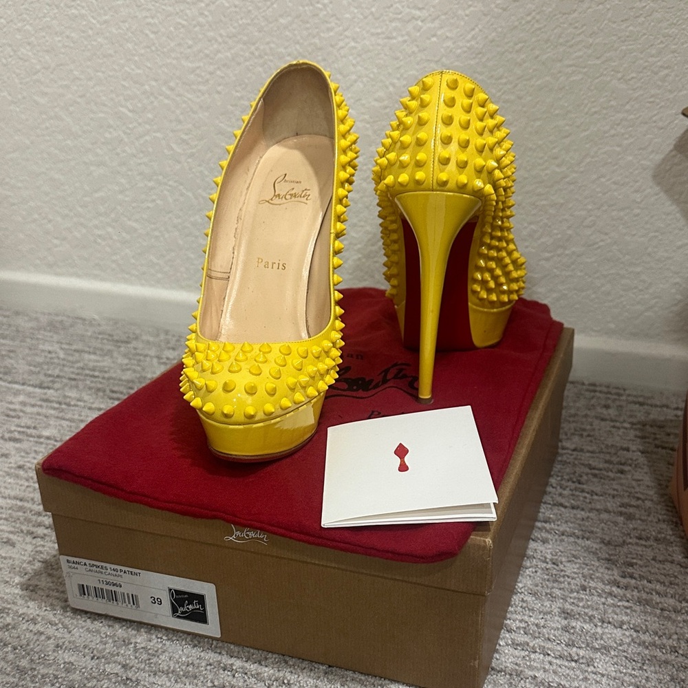 Christian Louboutin Yellow Studded Heels